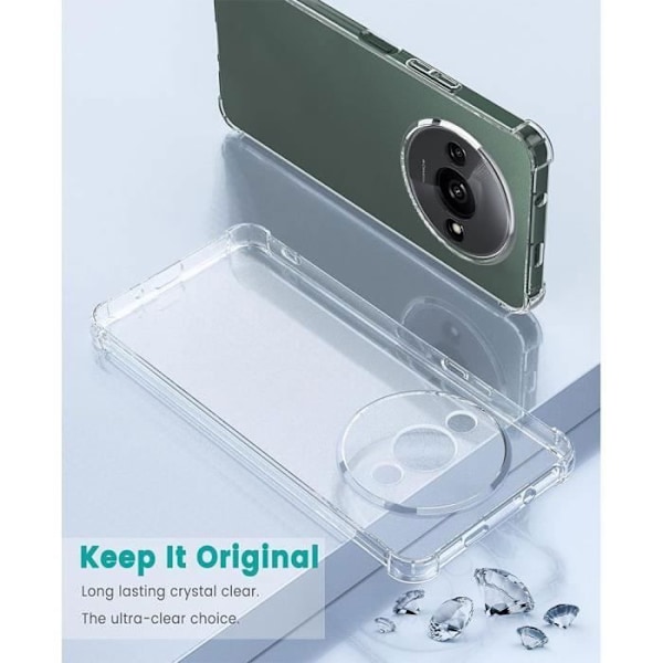Mobilskal för Xiaomi Redmi A3 - E.F.CONNECTION - Silikon TPU - Stöttålig - Transparent - 2 Härdat Glas Transparent