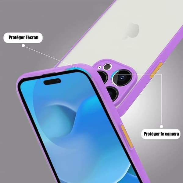 Fodral för iPhone 14 Pro Stötsäkert silikonlila + 2 skyddande härdade glasögon Lila