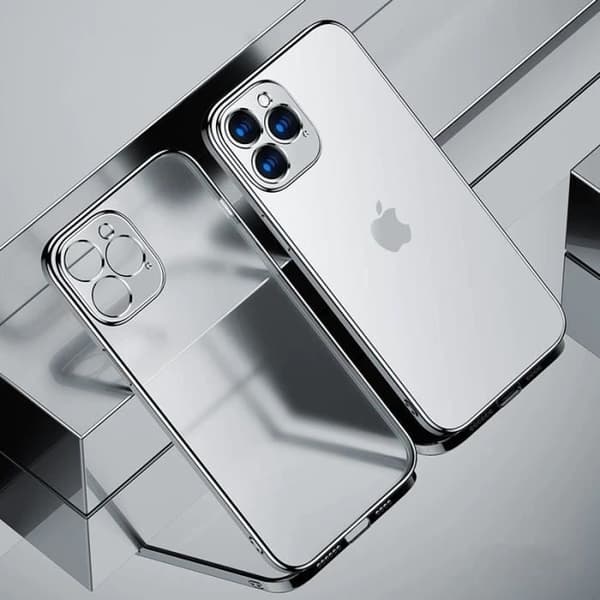 Silikonfodral för iPhone 13 mini Silver och 2 Skärmskydd i härdat glas E.F.Connection