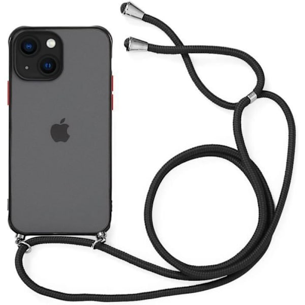 Cover til iPhone 14 Semi-transparent hård beskyttelse med sort ledning Svart
