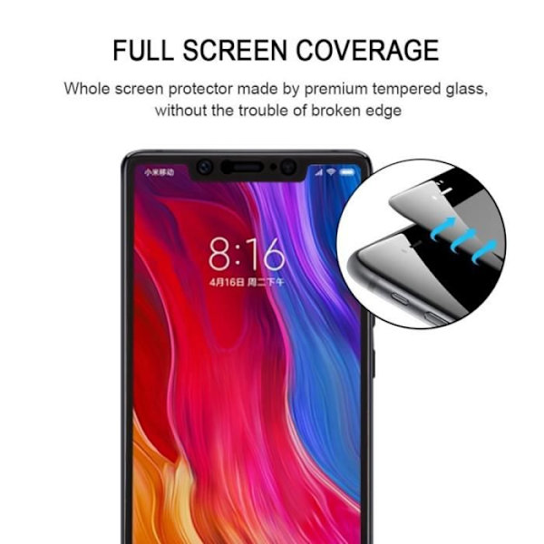 0,26 mm 9H 2,5D hærdet glasfilm til Xiaomi Mi 8 SE Sort Andet Svart