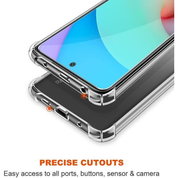Fodral för Redmi 10 (6,67") 4 hörn förstärkt silikon hög motståndskraftig prestanda Transparent