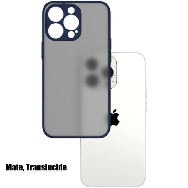 Coque - E.F.CONNECTION - för iPhone 15 Pro Max - Silikonmat - Stötabsorberande - 2 erbjudna härdade glas marinblå