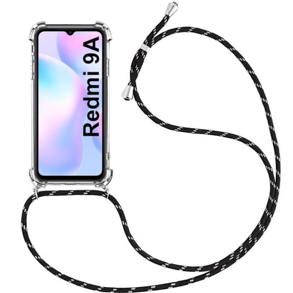 Skyddsfodral för Redmi 9A - E.F.CONNECTION - Mjuk stötsäker gel - Transparent-Svart Transparent-svart