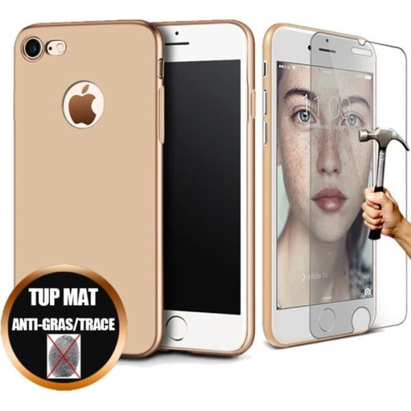 Coque + Tempered Glass - Apple - iPhone 8 (4,7') - Silicone TPU - Mat Guld - Stødabsorberende gyllene