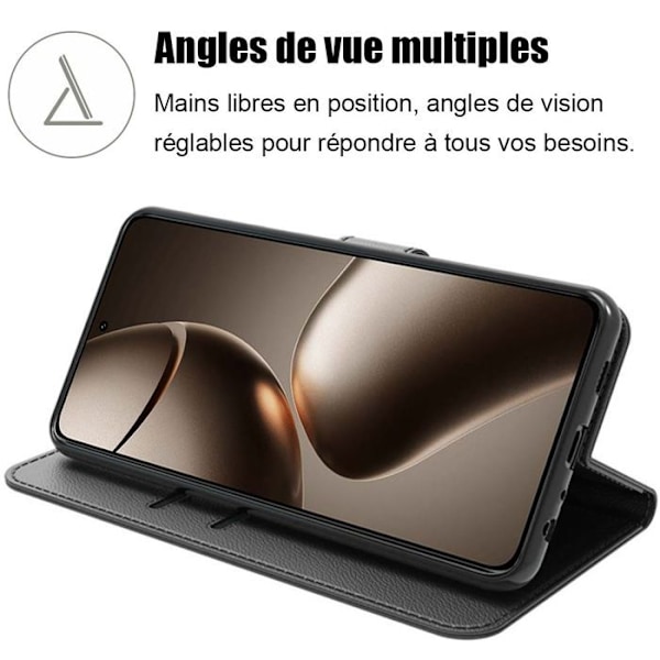 Coque + 2 Tårede Glas til Xiaomi 14T, Stødabsorberende Beskyttelse Scratch-resistant Syntetisk Læder Sort Svart