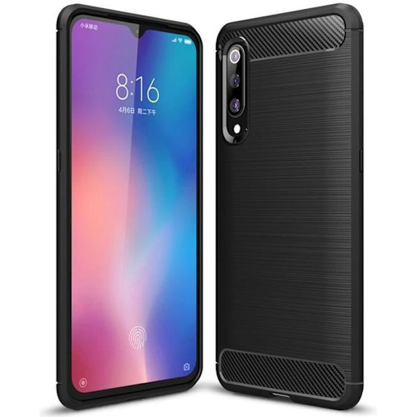 Skyddsfodral - Xiaomi - Mi 9 - Hållbar TPU - Stötsäker - Kolfiber - Svart Svart