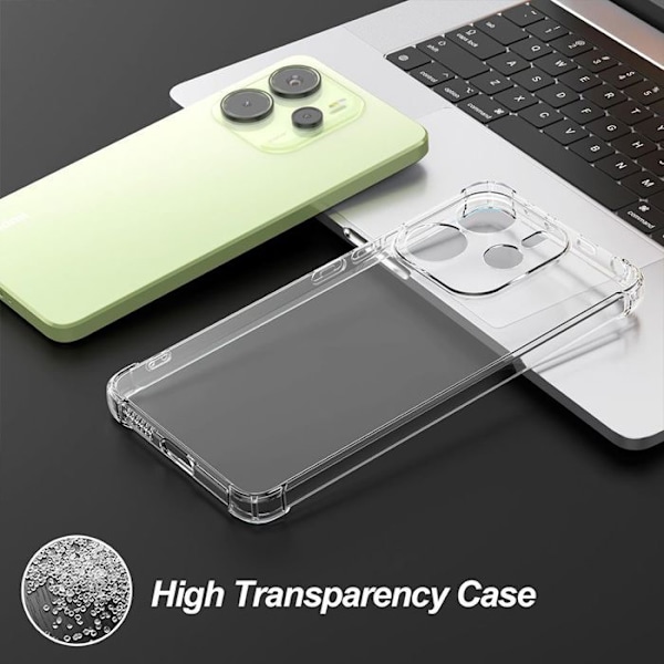 Skyddsfodral för Xiaomi Redmi Note 14 4G (ej för 5G) Transparent TPU-skydd + 2 Härdade Glassskydd Transparent