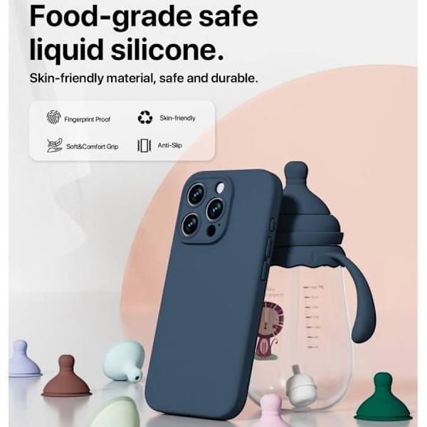 Skal till iPhone 16 Pro - Anti-Scratch Marinblå flytande silikonskydd