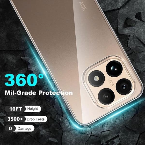 Skyddsskal - E.F.Connection - Xiaomi 15T - Transparent silikon - Rättskydd - 2 härdade glas Transparent