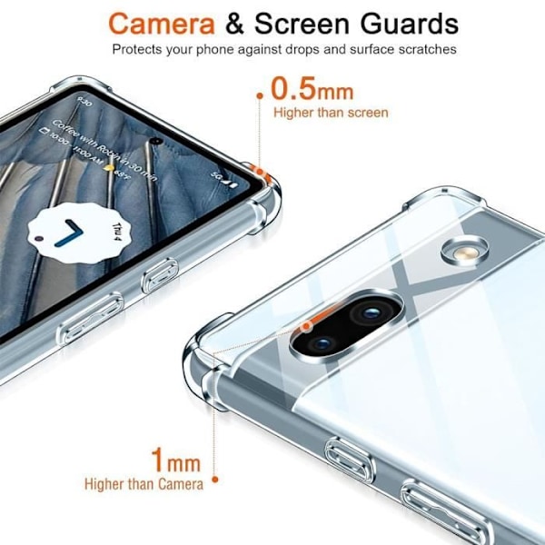 Coque - Google - Pixel 7a - TPU Antichock - Transparent - Förstärkt hörnskydd Transparent