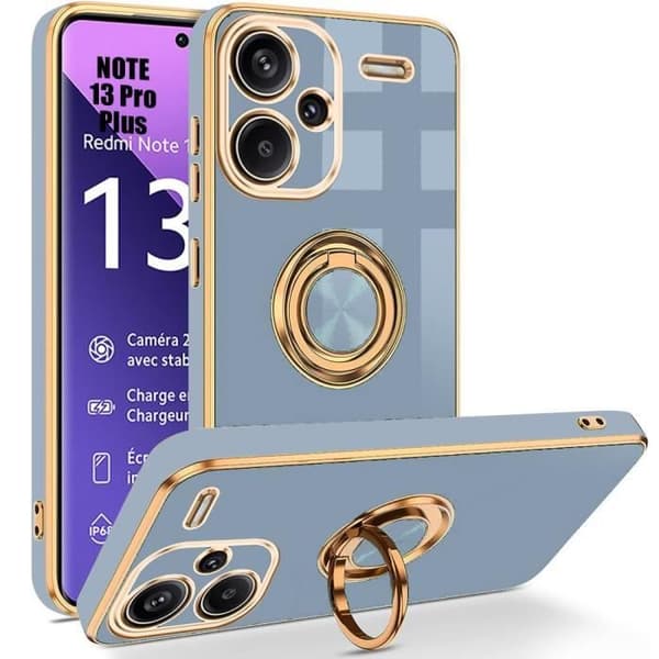 Coque - E.F.CONNECTION - För Xiaomi Redmi Note 13 Pro+ 5G - Silikon Hybrid - Stötsäker - 360° Rotationsstöd Blå