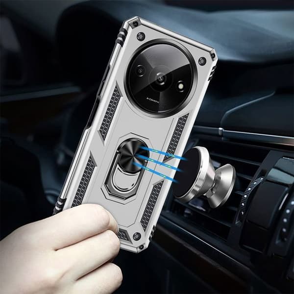 Skyddsskal - E.F.CONNECTION - för Xiaomi Redmi A3 - Stöttålig - Hård - Silverfärgad Silver