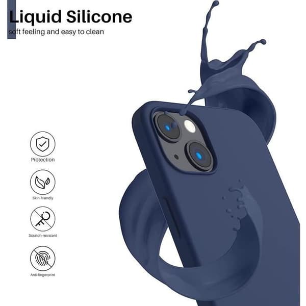 Skal Skydd - E.F.CONNECTION - för iPhone 14 - Ultra Slim TPU Silikon - Rep防止 - Mörkblå marinblå