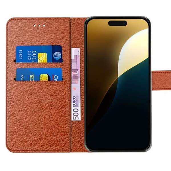 Coque - E.F.CONNECTION - för iPhone 16 Pro Max - Stötsäker - Rep防止 - PU-läder kastanj