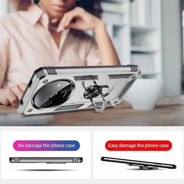Skyddande skal - E.F.Connection - för Xiaomi Redmi A3 - Stötsäker - Härdat glas - Silver - 2 härdat glas Silver