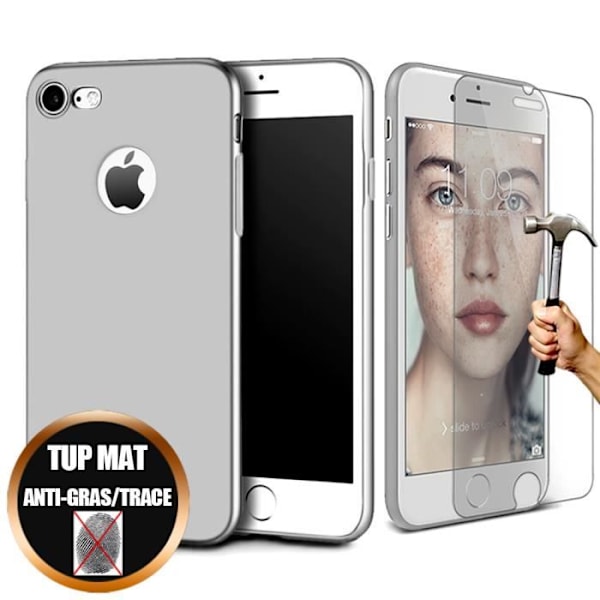 Coque och Härdat Glas - Apple - iPhone 8 - Silver - Ultra Slim - Stötabsorberande Silver