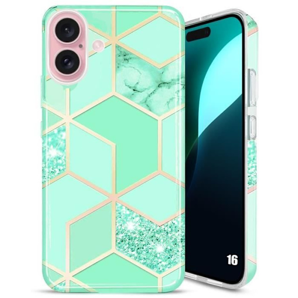 Fodral till iPhone 16, Hybrid Protection Slim Lätt Anti-Rap Stötsäker Turkos