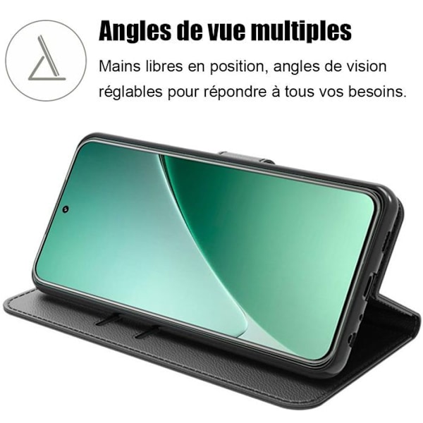 Cover til Xiaomi 15 Pro, Flip Case Stødresistent Læderlook Sort med Kortlomme Svart