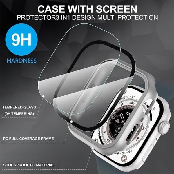 Fodral för Apple Watch Series 9-8-7 45mm - E.F.CONNECTION - Full PC-täckning - Silver Silver