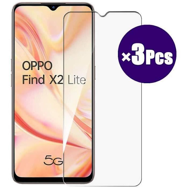 [3-pack] Oppo Find X2 Lite härdat glas, härdat glas skyddsfilm [Ultra Resistant 9H hårdhet] för Oppo Find X2 Lite