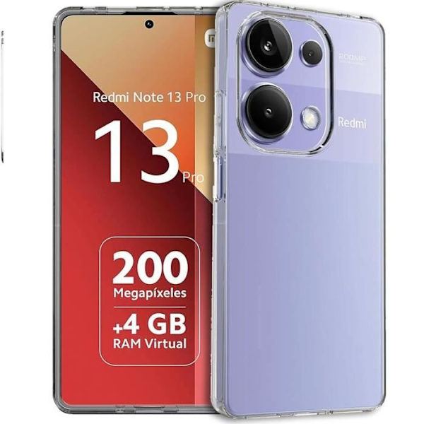 Etui til Xiaomi Redmi Note 13 Pro 4G (ikke til 5G) - Blød anti-skrid gennemsigtig beskyttelse