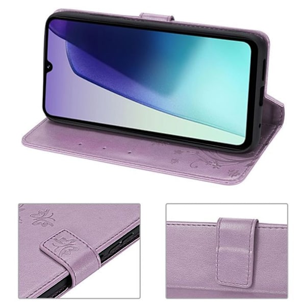 Fodral för Xiaomi Redmi 14C, Skydd med Fodral av Syntetiskt Läder, Stöttålig Lila med fjärilsmönster Lila