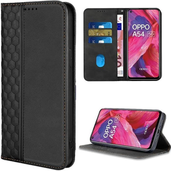 Skyddsfodral - E.F.CONNECTION - OPPO A54 5G - Flip-fodral - Syntetläder - Repfritt Svart