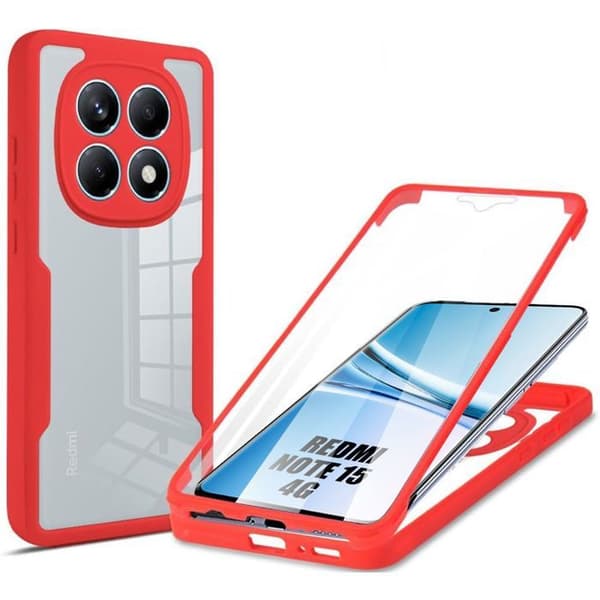 Fodral för Xiaomi Redmi Note 15 4G - 360 Skydd Förstärkt Kant Hel Solid - Röd Röd