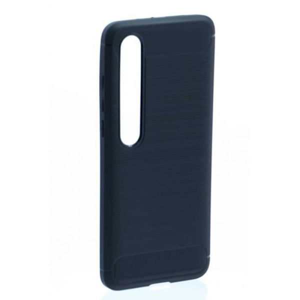 Silikonfodral - Xiaomi - Mi 10 - Svart - Borstad kolfiberlook - Optimal skydd Svart