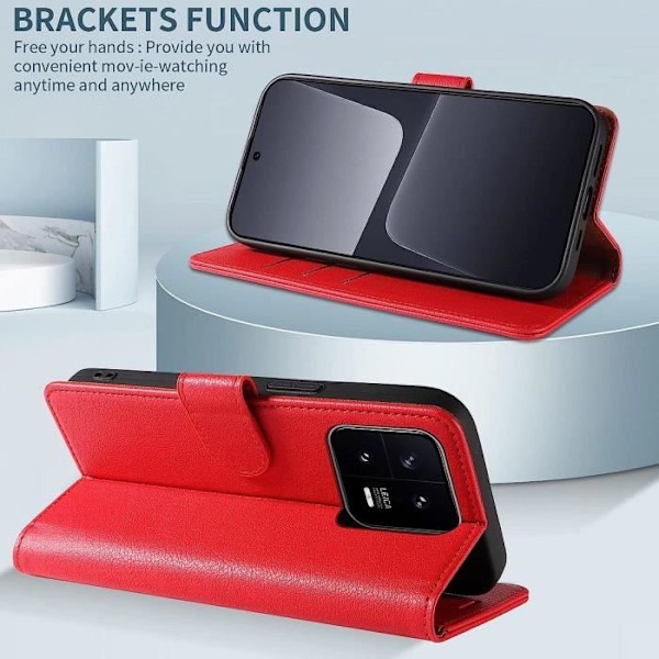 Skyddshölje - Xiaomi - 13 - Syntetiskt läder - Magnetisk stängning - Elegant röd Röd