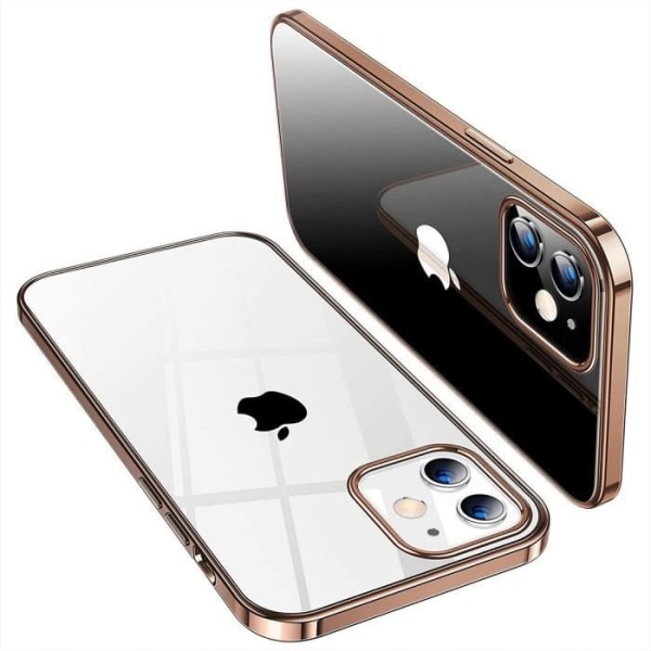 Cover til iPhone 13 Pro Gold Transparent Ryg og 2 Hærdet Glas Skærmbeskytter E.F. Connection gyllene