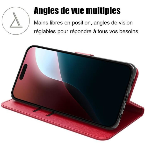 iPhone 16 Plus cover - MÆRKE - Rød - Stødabsorberende - Klap - Blødt Syntetisk Læder Röd