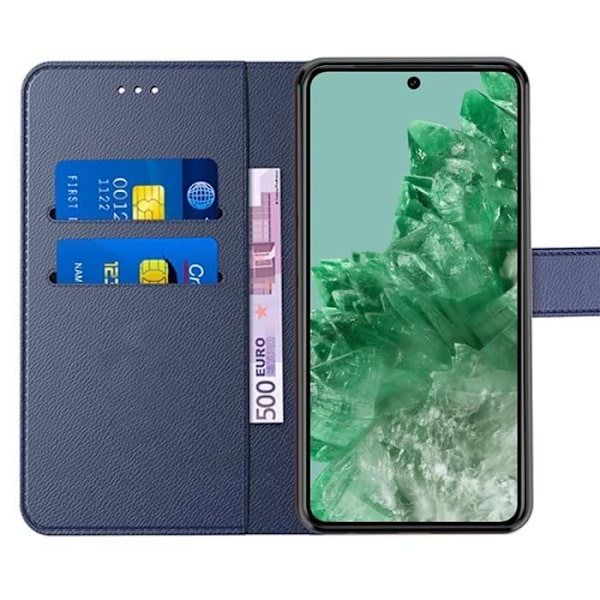 Fodral för Google Pixel 8 Pro, Anti-Scratch Card-hållare Mjukt syntetiskt läder - Marinblå marinblå