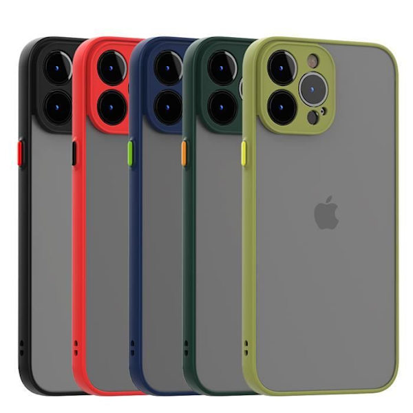 Coque för iPhone 13 Pro Max - E.F.CONNECTION - Röd Silikon Gel Mat - Semihård - Stötsäkra Kanter - Härdat Glas Röd