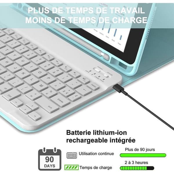 Tangentbordsskal - E.F.CONNECTION - iPad A16 (11") / iPad 10 2022 - Blå Syntetisk Läder - Bluetooth AZERTY