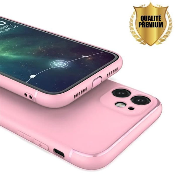 Ensemble skal + härdat glas - iPhone 13 - Matt Rosa - Mjuk - Flexibel - 6,1 tum Rosa