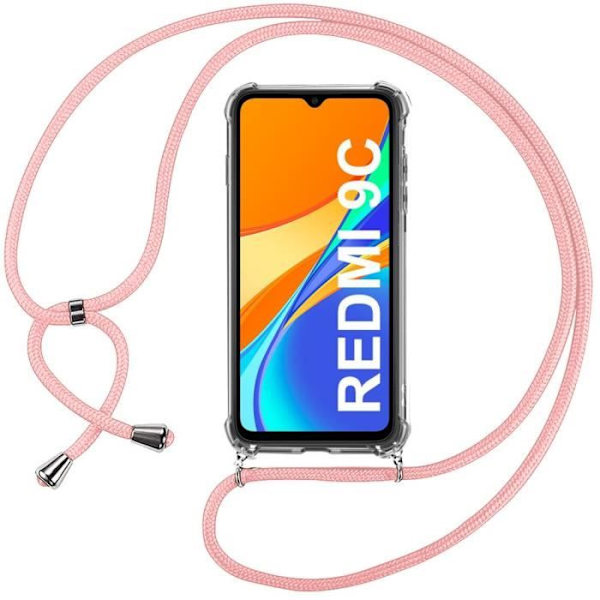 Fodral för Redmi 9C (6,53") - E.F. CONNECTION - Mjuk - Transparent-Pink Transparent-rosa