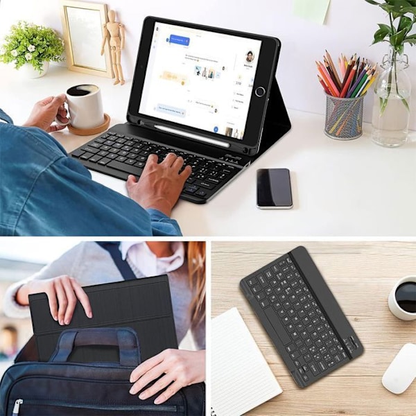 Coque Tangentbord för iPad 10,2 Tum (7/8/9:e Generationen, 2019/2020/2021) Skydd i Syntetläder med Bluetooth Tangentbord