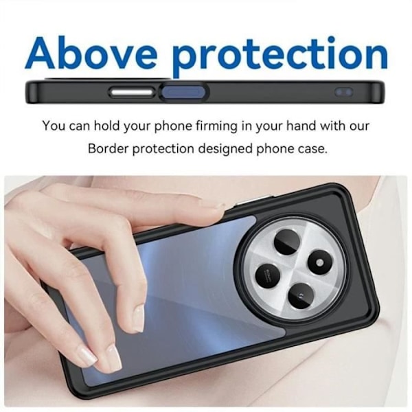 Coque - Xiaomi - Redmi 14C - Stötsäker Skydd - Transparent - Svart Silikonkant Transparent, svart