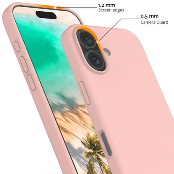 Coque - EF CONNECTION - för iPhone 16 Plus - Flytande silikon - Stöttålig - Slim - Mattsvart Rosa