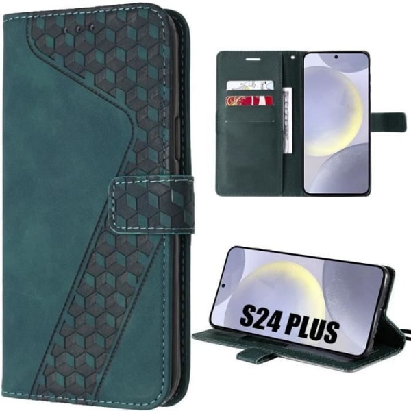Skyddsfodral - Samsung - Galaxy S24 Plus - Syntetiskt läder Grön Natt - Videostödsläge - Elegant lyx Nattgrönt