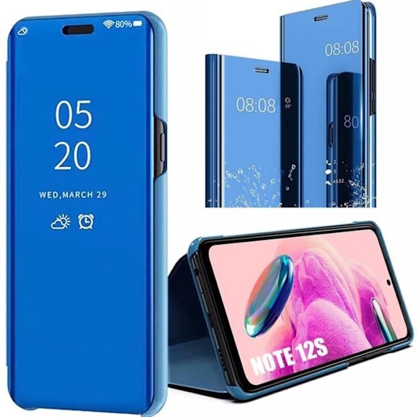 Coque - Xiaomi - Redmi Note 12S - Fuld beskyttelse - Spejl effekt - Støtte funktion Blå