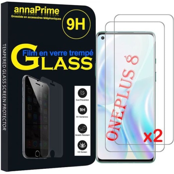 För OnePlus 8 6,55": 2-pack skärmskydd i härdat glas