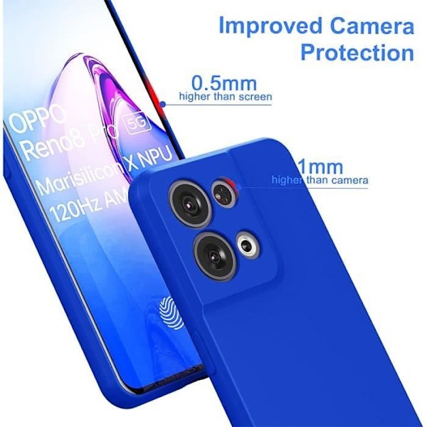 Skyddsfodral - OPPO - Reno 8 Pro 5G - Mjuk silikon - 2 härdade glas - Blå Blå