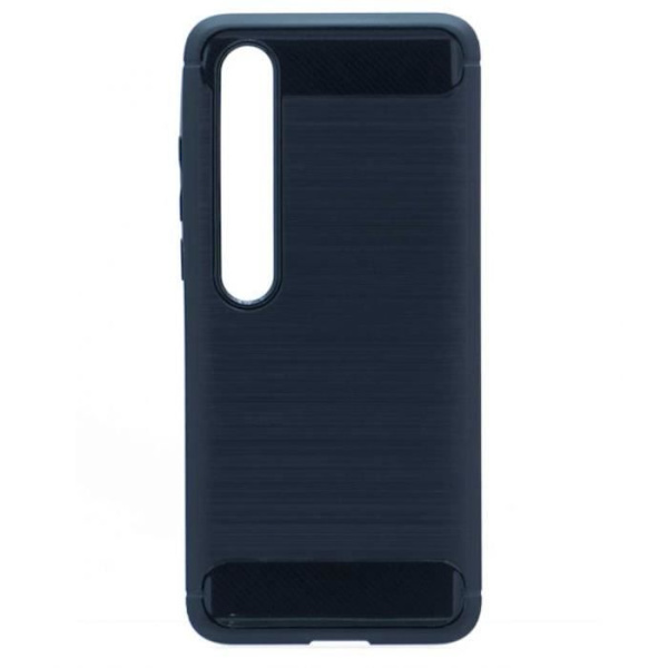 Silikonfodral - Xiaomi - Mi 10 - Svart - Borstad kolfiberlook - Optimal skydd Svart