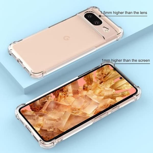 Skyddskal - E.F.CONNECTION - Google Pixel 8 - Flexibelt - Transparent - 4 förstärkta hörn Transparent