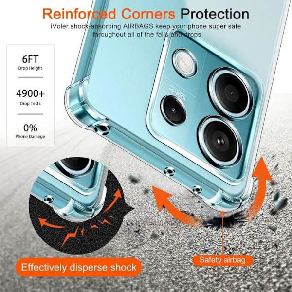 Coque - Xiaomi - Redmi Note 13 5G - Transparent - Förstärkt Skydd - Marinblå Snodd Transparent, Marinblå