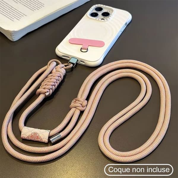Universell Telefonrem med Antikollaps Patch för Handsfree - Rosa Ros