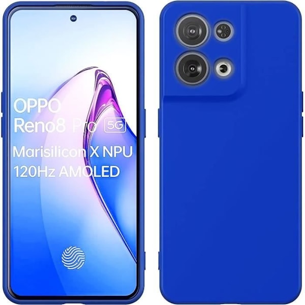 Skyddsfodral - OPPO - Reno 8 Pro 5G - Mjuk silikon - 2 härdade glas - Blå Blå